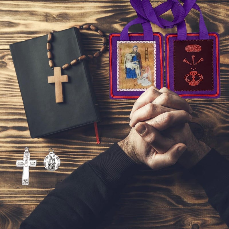 TALPGOD Purple Escapularios Catolicos Catholic Scapular Marie Julie Jahenny of Benediction with Protection Cross of Forgiveness and Medal of Our Mother of Good Guard - Image 5